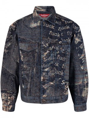 Supreme Archive Denim Jacquard Trucker Blankyt | ZWPZ4455