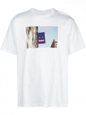 Supreme Banner Printed Bílé | ZCRP1607
