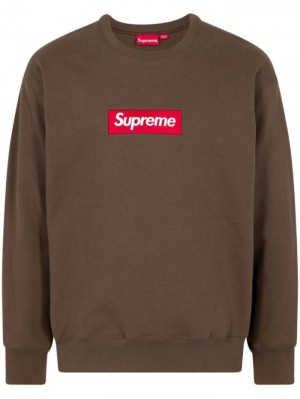 Supreme Box Logo Crewneck Hnědé | WOGT8255
