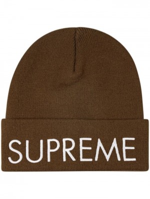 Supreme Capital Logo-embroidered Hnědé | ERZO4498
