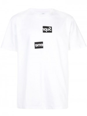 Supreme Cdg Split Box Logo Tee Bílé | RISY8996