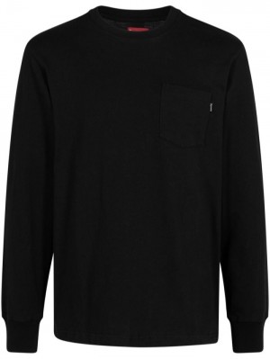Supreme Chest-pocket Long-sleeve Černé | TWOH9526