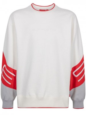 Supreme Embroidered-logo Crew-neck Bílé | IKNL1570