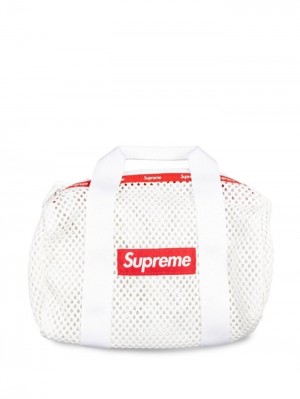 Supreme Logo-patch Mini Mesh Duffle Bag Bílé Červené | HWVS9255