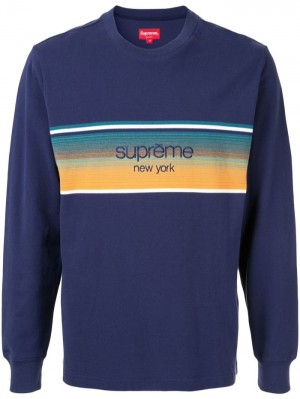 Supreme Shadow Stripe Top Tmavě Blankyt | YYOC8187