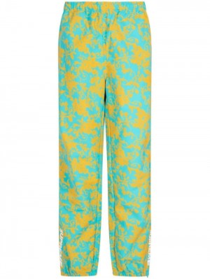 Supreme Warm Up Abstract-pattern Track Trousers Teal Floral | QSWA0476