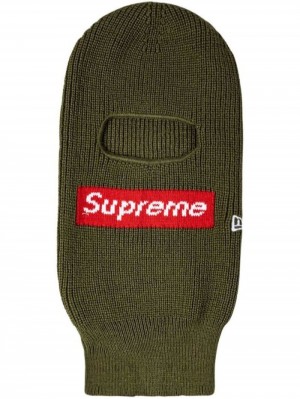 Supreme X New Era Box Logo Pletené Balaclava Zelene | NZFQ7278
