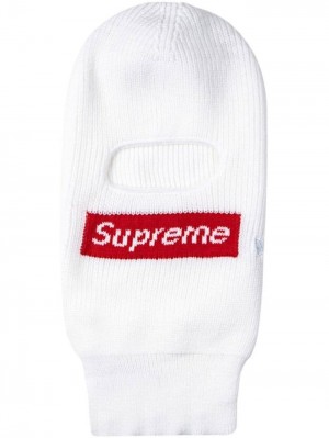 Supreme X New Era Box Logo Pletené Balaclava Bílé | DTFG3068