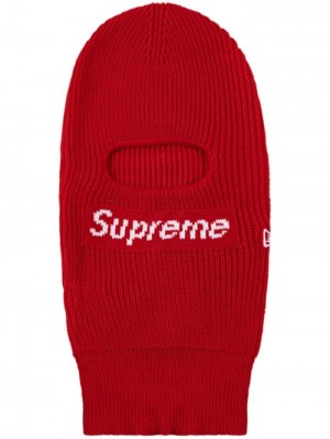 Supreme X New Era Box Logo Pletené Balaclava Červené | AGUS1087