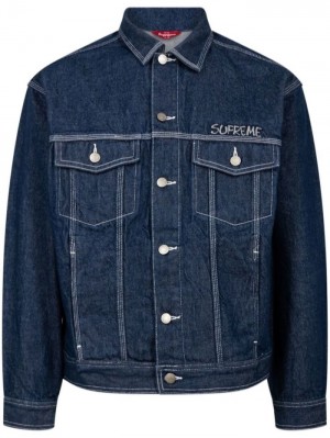 Supreme X Smurfs Denim Trucker Blankyt | GIEN4924