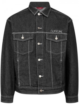 Supreme X Smurfs Denim Trucker Černé | TNUD4178