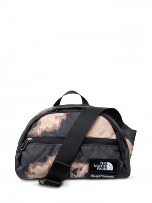 Supreme X The North Face Roo Ii Bleached Denim-print Bag Hnědé | ZDVH4212